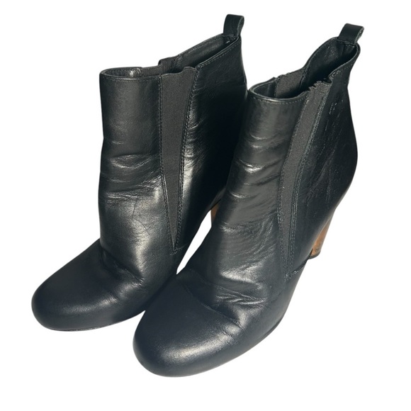 Pure Navy Made In Spain Black Leather Booties Sz 39 (8) - Picture 4 of 11